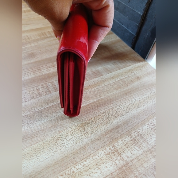 MCM EUC Red Patent Leather Wallet W/Gold Stud Detailing - Picture 6 of 12